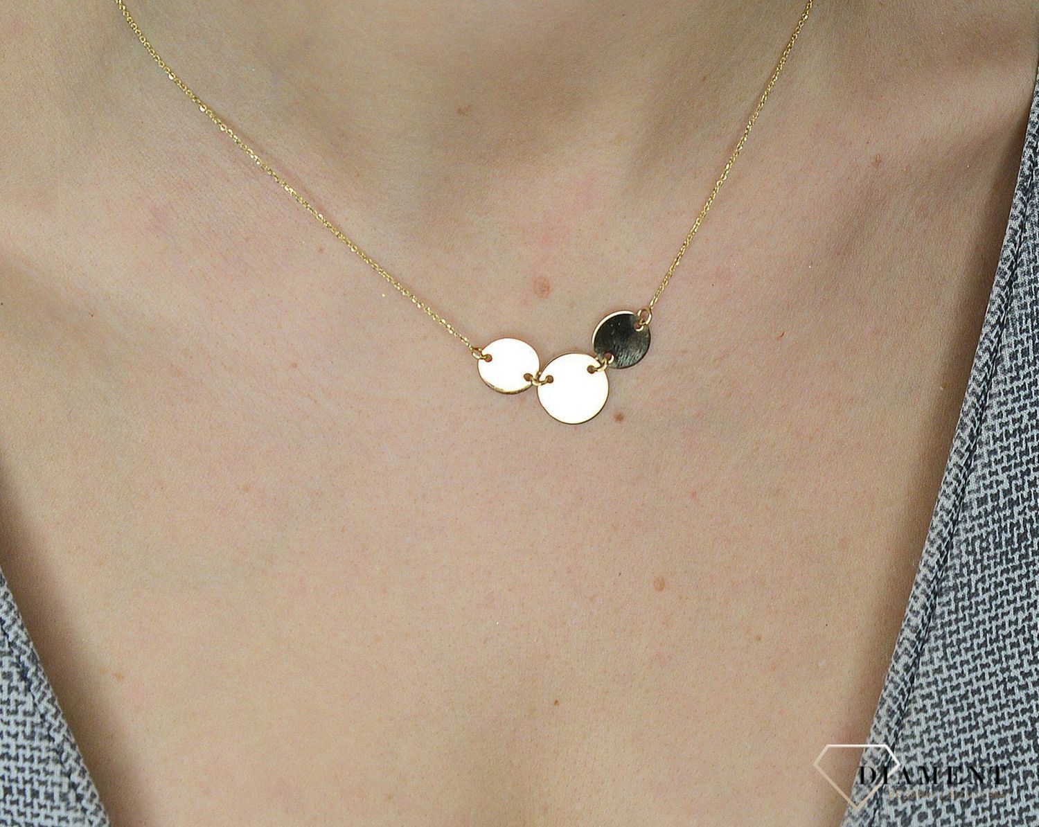 Naszyjnik złoty próby 585 z okrągłymi blaszkami NA 472  Jest to idealny pomysł na prezent dla ukochanej, który został wykonany z wysokiej jakości 14-karatowego żółtego złota..jpg